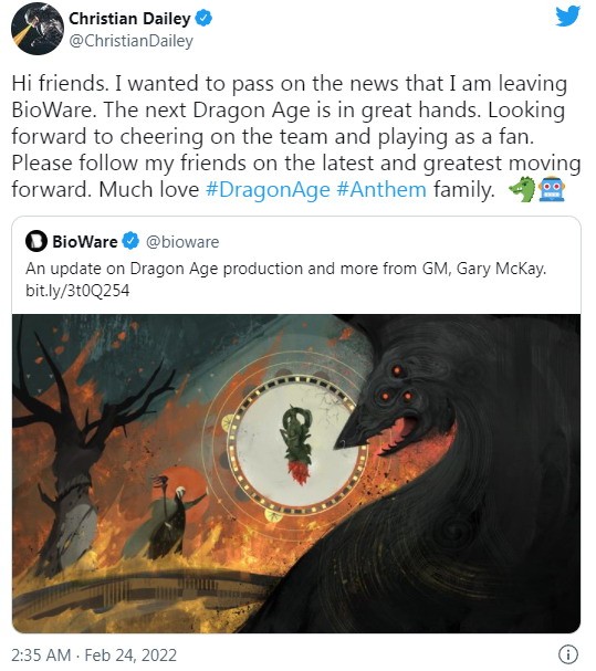《龙腾世纪4》开发顺利，执行制作人已离开BioWare