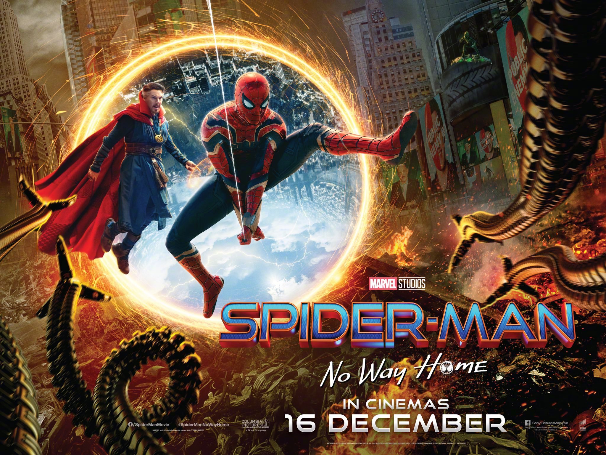 《蜘蛛侠：英雄无归》电影发布三款新海报