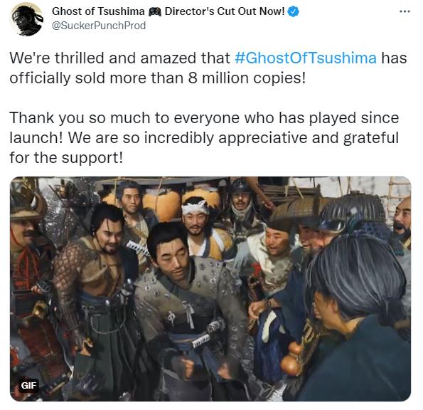 Sucker Punch官方：《对马岛之鬼》销量突破8百万！
